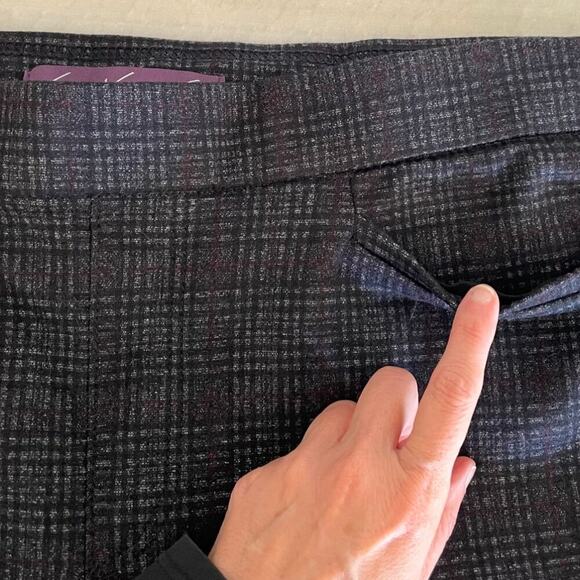 Gloria Vanderbilt Stretch Black Plaid Pull On Straight Leg Mid-High Rise Pants - Picture 4 of 15